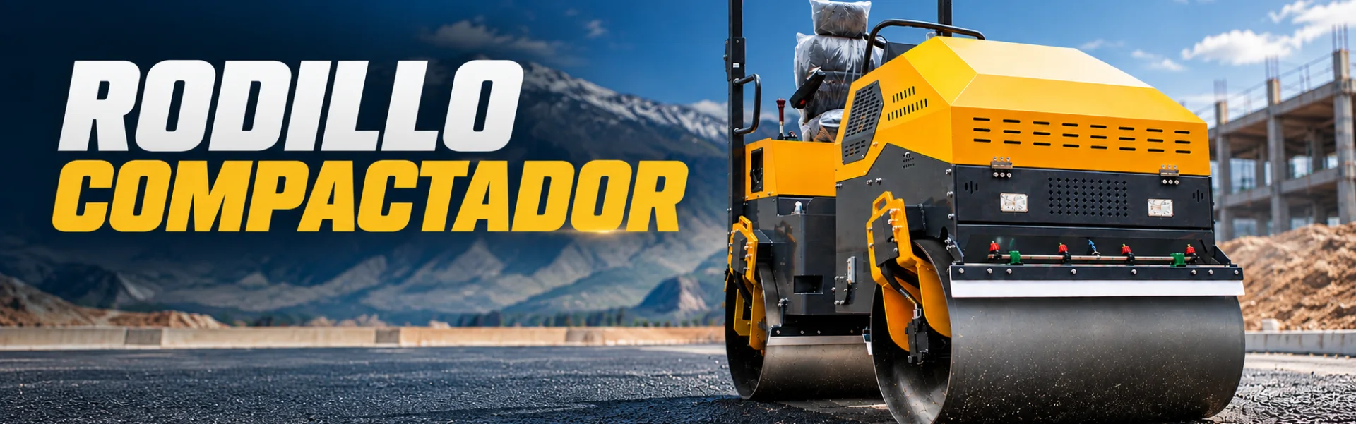 Rodillo compactador de 1.200 kg trabajando sobre asfalto, disponible para arriendo en TelcoVentas