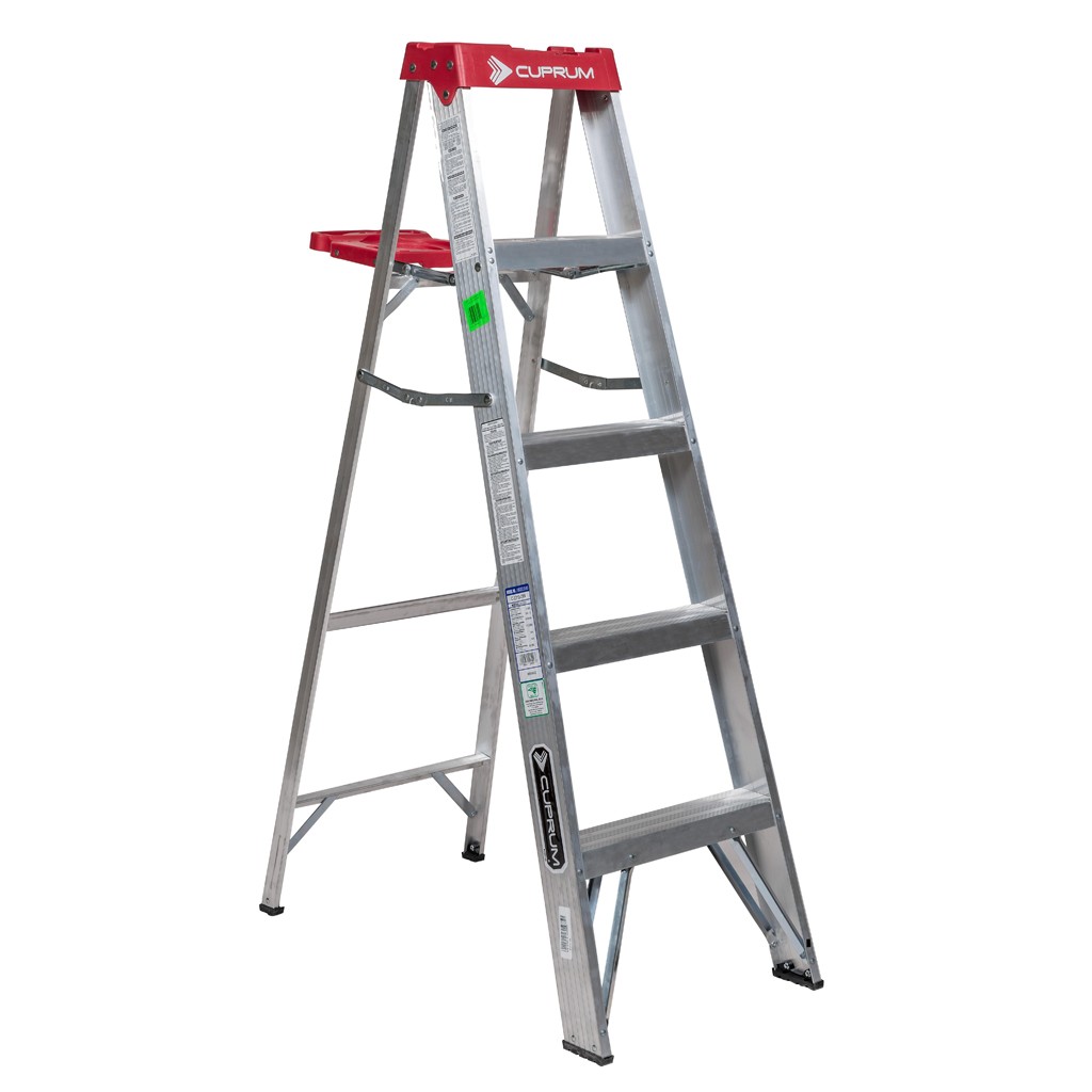 Escalera Aluminio Tijera 1.53 M. 5 Peldaños 150 KG Cuprum