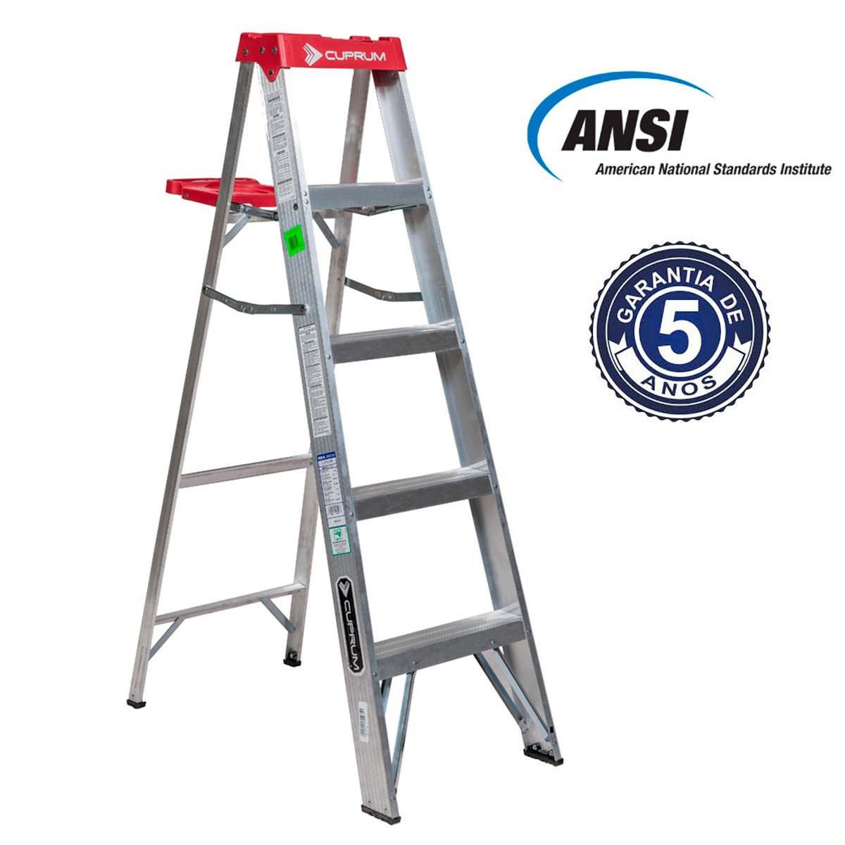 Escalera Aluminio Tijera 1.53 M. 5 Peldaños 150 KG Cuprum — vista 2