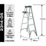 Escalera Aluminio Tijera 5 Peldaños 90 KG Cuprum — vista 3