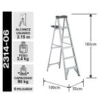 Escalera Aluminio Tijera 6 Peldaños Cuprum — vista 3