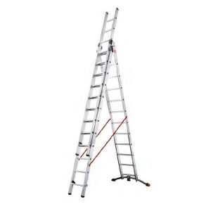 Escalera Aluminio Tijera Telescopica 3X12 Peldaños Hailo