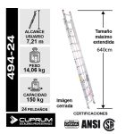 Escalera DE Extensión DE Aluminio 24 Peldaños Cuprum — vista 2