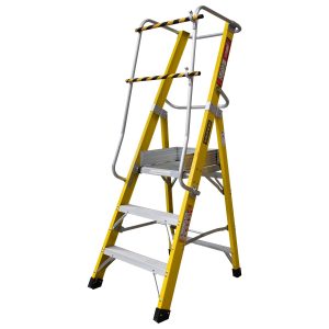 ESCALERA DE PLATAFORMA FIBRA DE VIDRIO 3 PELDAÑOS – 150 kg