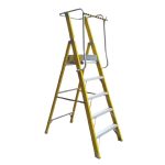 Escalera Fibra V. Plataforma 5 Peldaños con Baranda Doble