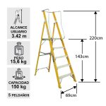 Escalera Fibra V. Plataforma 5 Peldaños con Baranda Doble — vista 2