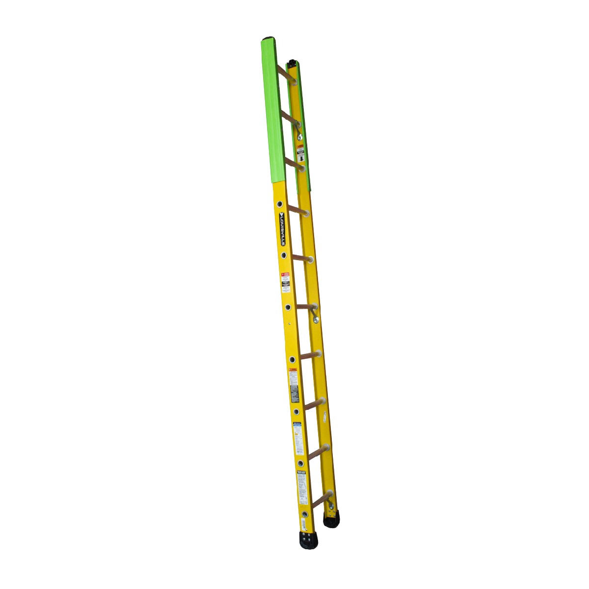 Escalera de fibra de vidrio para cámara Cuprum 3 m, amarilla con protectores verdes