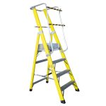 Escalera Fibra Vidrio Plataforma 4 Peldaños con Baranda Doble