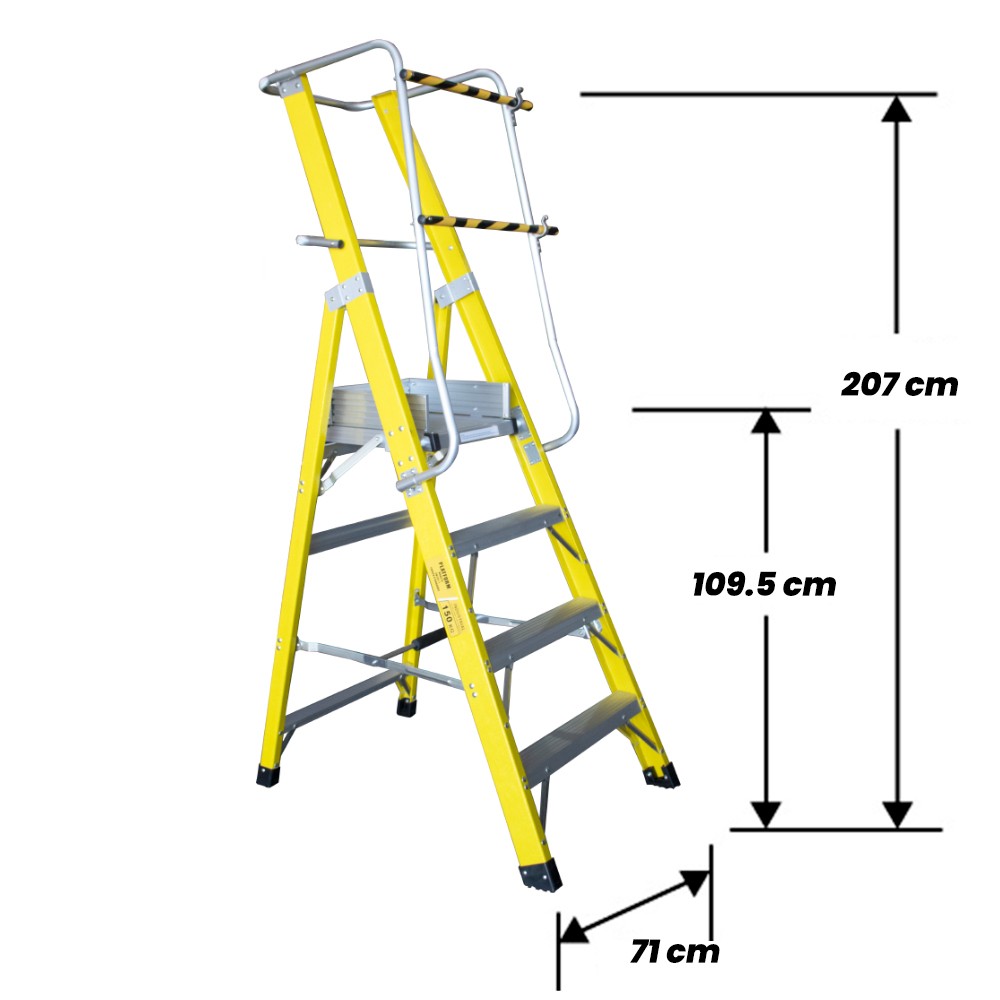 Escalera Fibra Vidrio Plataforma 4 Peldaños con Baranda Doble — vista 2