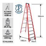 Escalera Fibra Vidrio Tijera 12 Peldaños 225KG Cuprum — vista 3