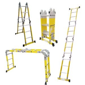 Escalera multipropósito de fibra de vidrio de 12 peldaños en sus cuatro configuraciones