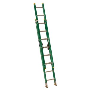 Escalera telescópica de fibra de vidrio Cuprum 3,97 m serie 618-16, verde, extendida