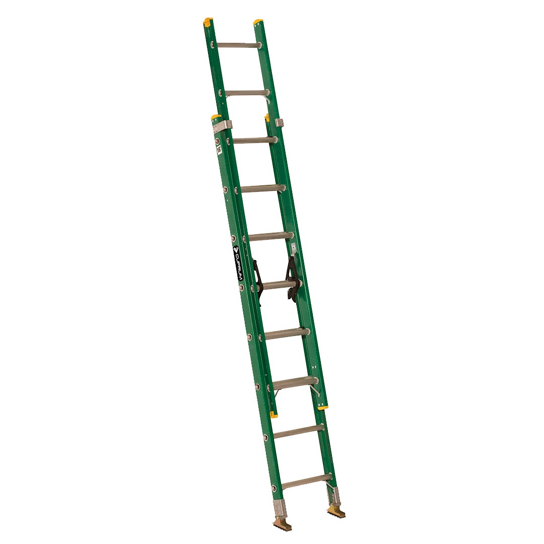 Escalera telescópica de fibra de vidrio Cuprum 3,97 m serie 618-16, verde, extendida