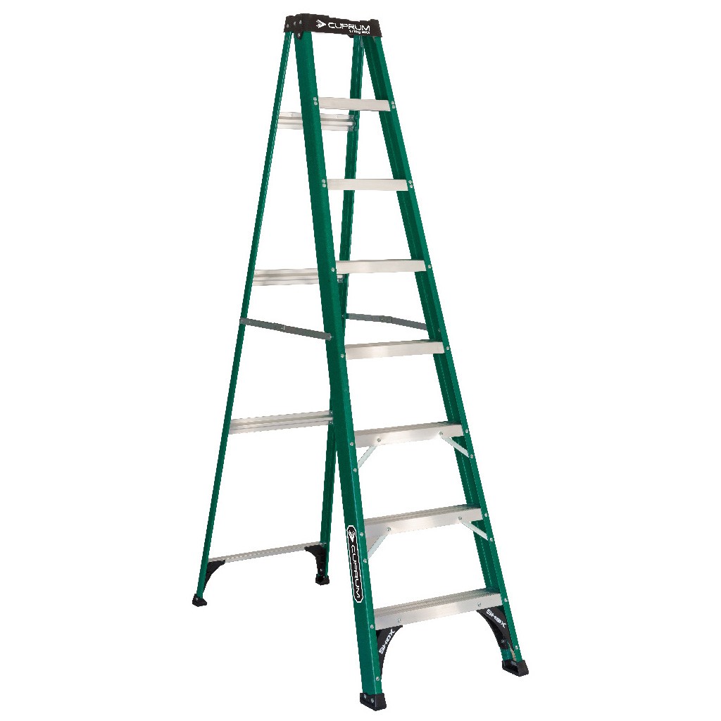 Escalera tijera de fibra de vidrio Cuprum 2,47 m serie C-3217-08, verde