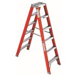 Escalera tijera doble acceso de fibra de vidrio Cuprum 1,82 m serie 530-06, roja