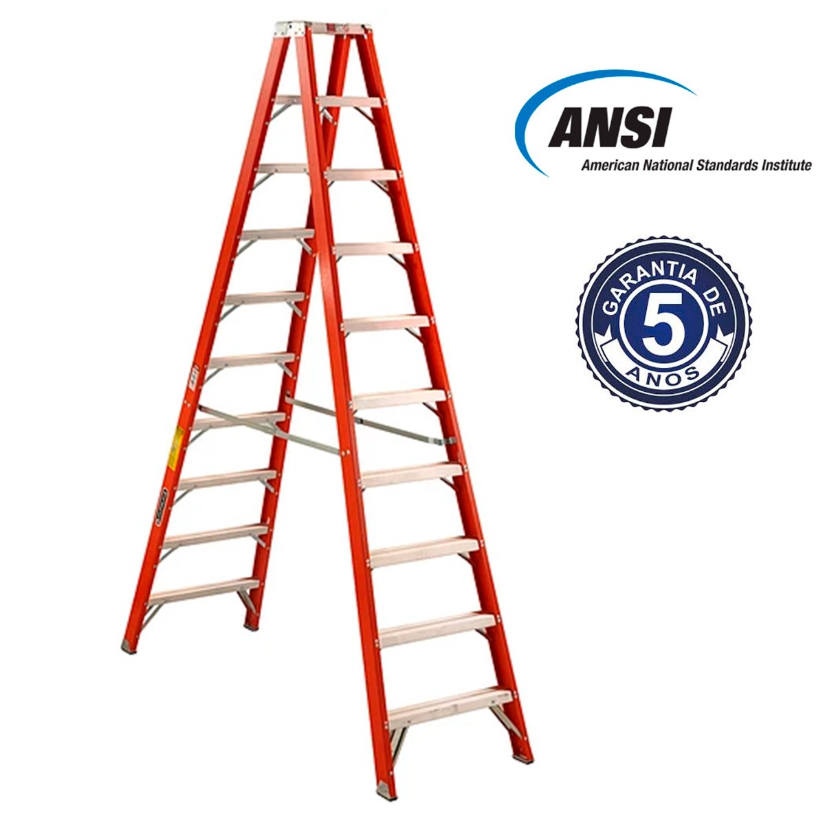 Certificación ANSI y garantía de 5 años de la escalera tijera doble acceso Cuprum 530-10