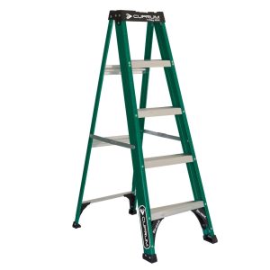 Escalera tijera de fibra de vidrio Cuprum 1,55 m, verde, con tapa ProTop