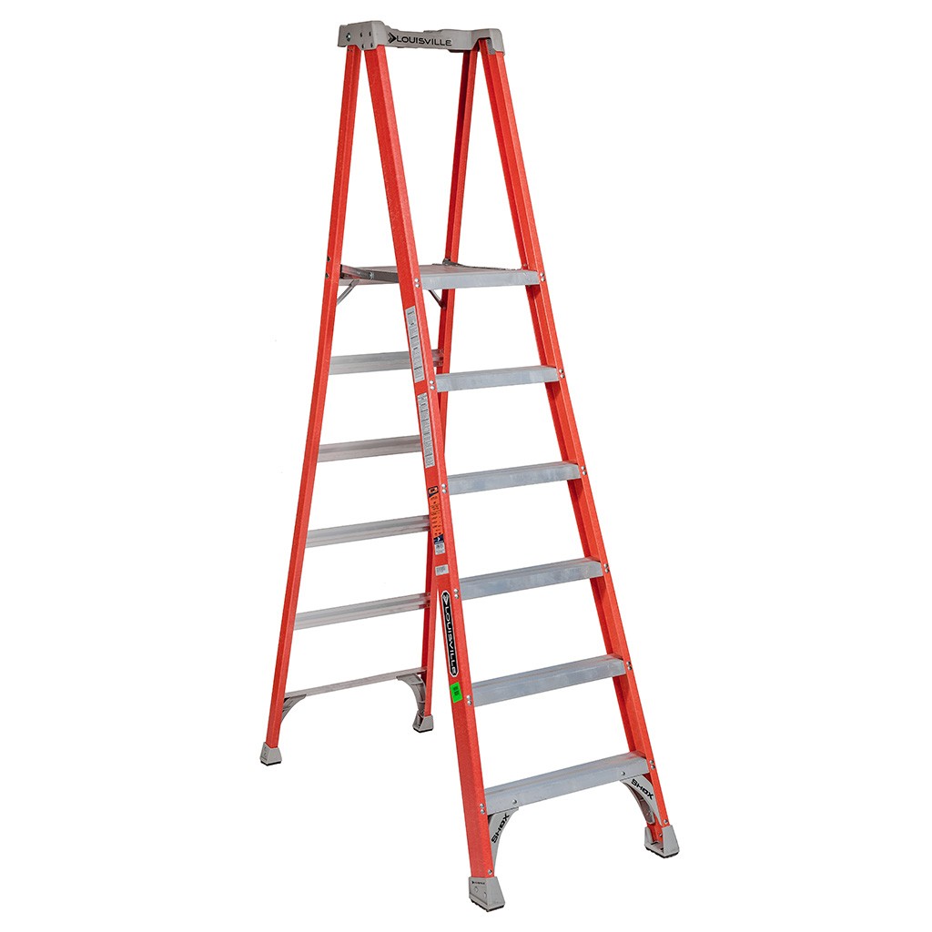 Escalera tijera con plataforma de fibra de vidrio Louisville de 6 peldaños, roja