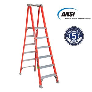 Escalera tijera con plataforma Louisville de 6 peldaños vista lateral