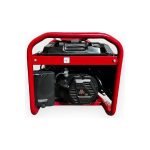 Generador portátil 3 kVA SWGE3750 de perfil, con chasis tubular rojo y estanque de 15 litros