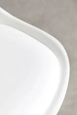 Silla acolchada blanca para comedor y escritorio, con patas de madera maciza — otra vista