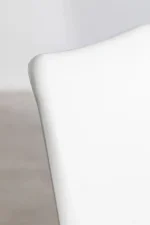 Silla acolchada blanca para comedor y escritorio, con patas de madera maciza — otra vista