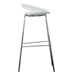 Taburete alto de bar Tom 4 patas, estructura de acero cromado y asiento blanco de polipropileno — vista de perfil