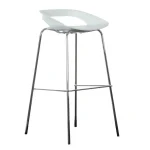 Taburete alto de bar Tom 4 patas, estructura de acero cromado y asiento blanco de polipropileno