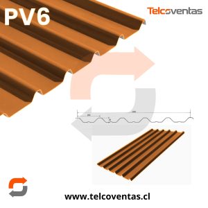 Plancha de zinc PV6 prepintada roja RAL 8023, 0,45 x 1000 mm, 3 m, con su perfil